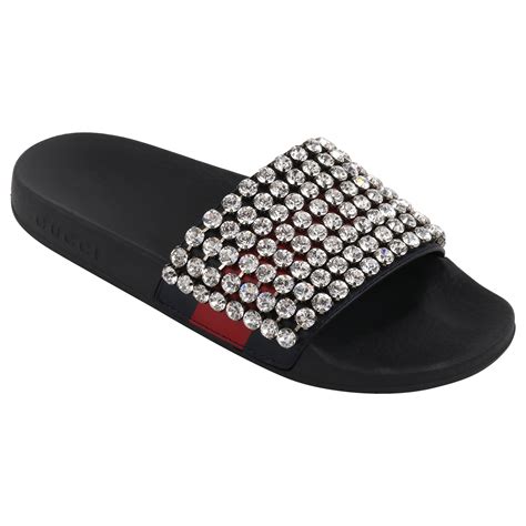 gucci crystal sandal|Gucci crystal embellished sandals.